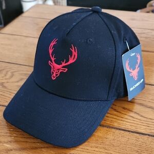 Bucked Up Black Hat with Red Stag Design New With Tag